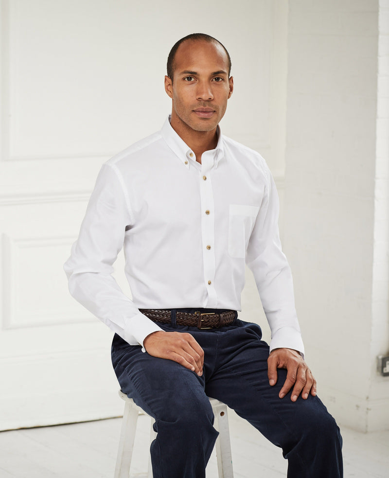 White Classic Fit Oxford Shirt - Single Cuff