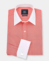 Red White Poplin Stripe Classic Fit Dress Shirt - French Cuff