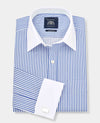 Blue Bengal Stripe Windsor Collar Classic Fit Dress Shirt - French Cuff