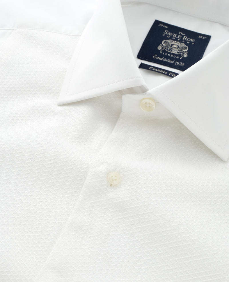 White Marcella Bib Front Classic Fit Dress Shirt - French Cuff