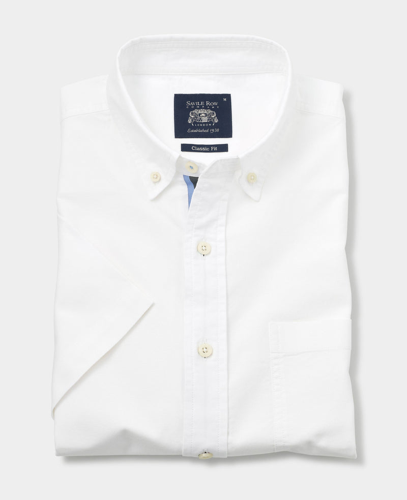 White Classic Fit Short Sleeve Oxford Shirt