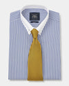 Blue Bengal Stripe Slim Fit Pin Collar Dress Shirt - White French Cuffs & Collar