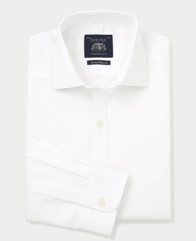 White Twill Extra Slim Formal Shirt - Single Cuff