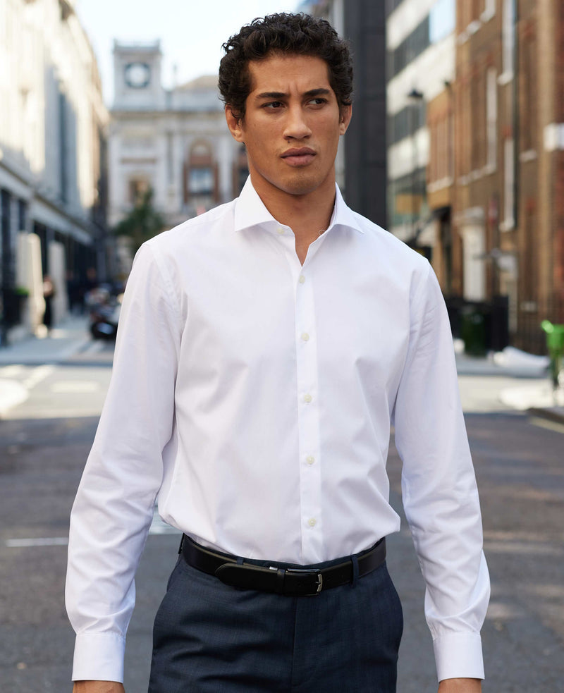 White Poplin Slim Fit Formal Shirt - Single Cuff