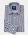 Navy White Stripe Classic Fit Non-Iron Dress Shirt - Single Cuff