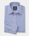 Blue Twill Stripe Classic Fit Non-Iron Dress Shirt - Single Cuff