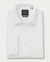 White Wide Herringbone Classic Fit Non-Iron Dress Shirt - French Cuff