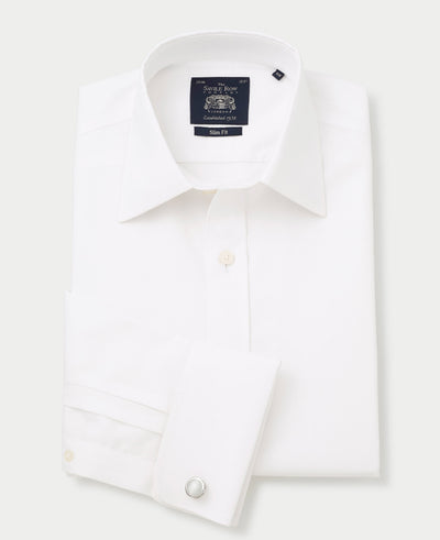 White Fine Twill Slim Fit Non-Iron Formal Shirt - Double Cuff