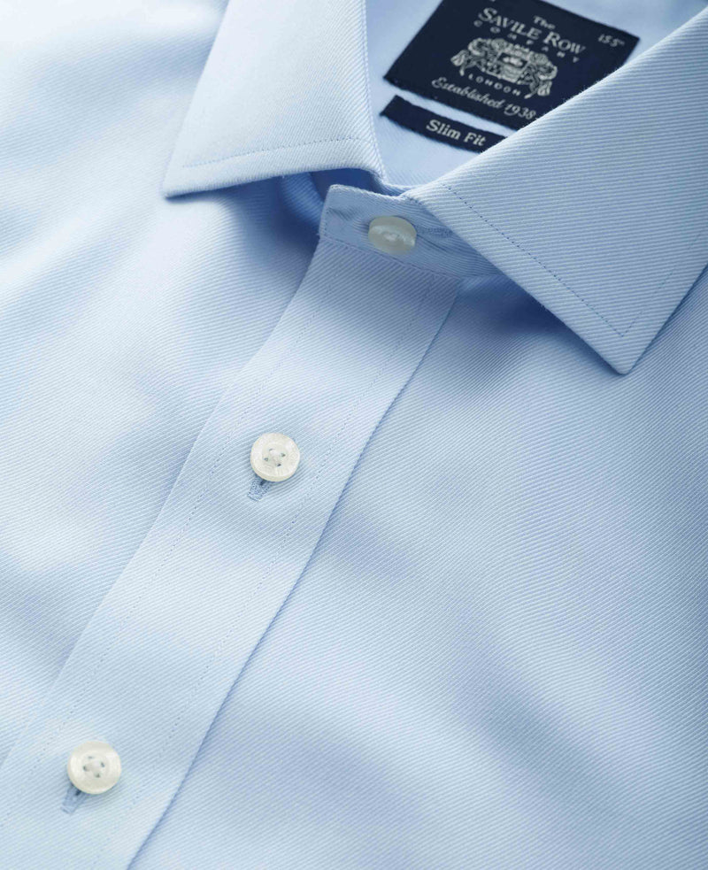 Sky Blue Twill Slim Fit Non-Iron Formal Shirt - Single Cuff