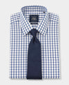 White Blue Check Classic Fit Non-Iron Dress Shirt - Single Cuff