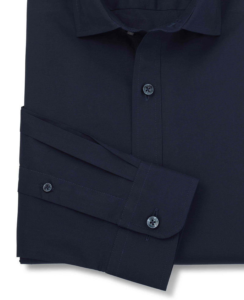 Navy Stretch Cotton Slim Fit Smart Casual Shirt