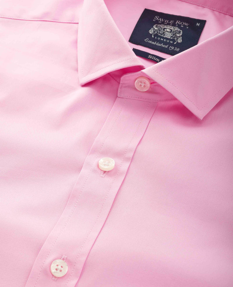 Pink Stretch Cotton Slim Fit Smart Casual Shirt - Single Cuff