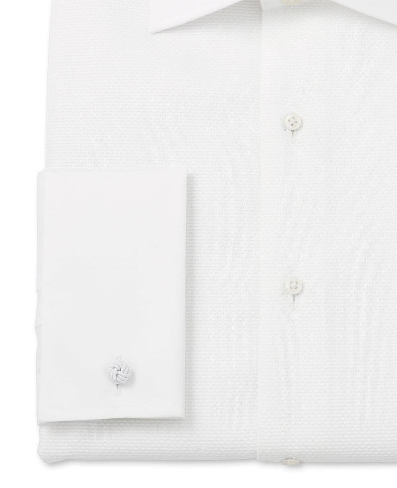 White Marcella Bib Front Slim Fit Evening Double Cuff Formal Shirt