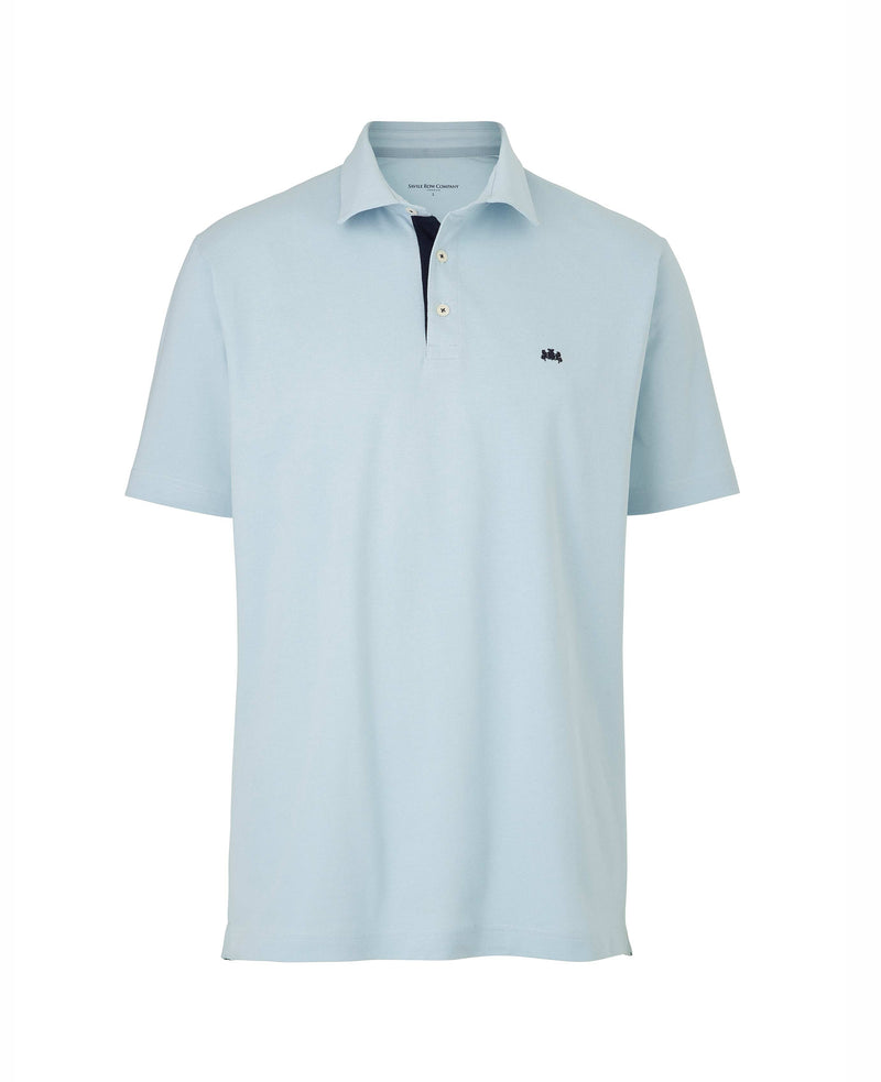 Light Blue Cotton-Pique Short Sleeve Polo Shirt