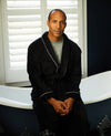 Black Fleece Rope Edge Dressing Gown