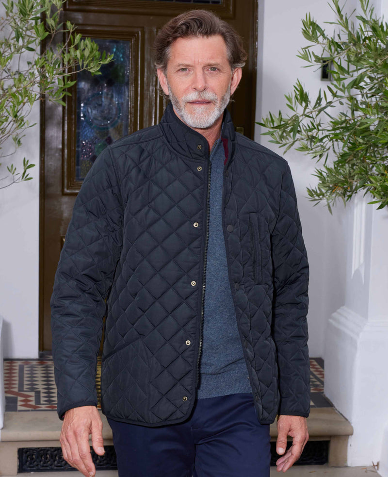 Navy Quilted Jacket with Recycled Outer