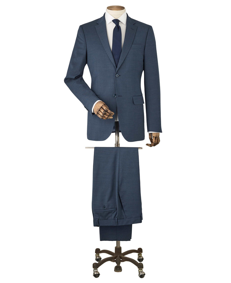 Dark Blue Wool-Blend Tailored Suit