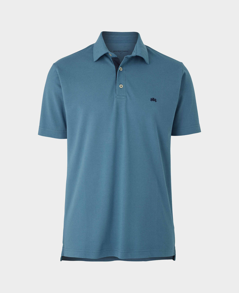 Blue Cotton Classic Fit Short Sleeve Polo Shirt