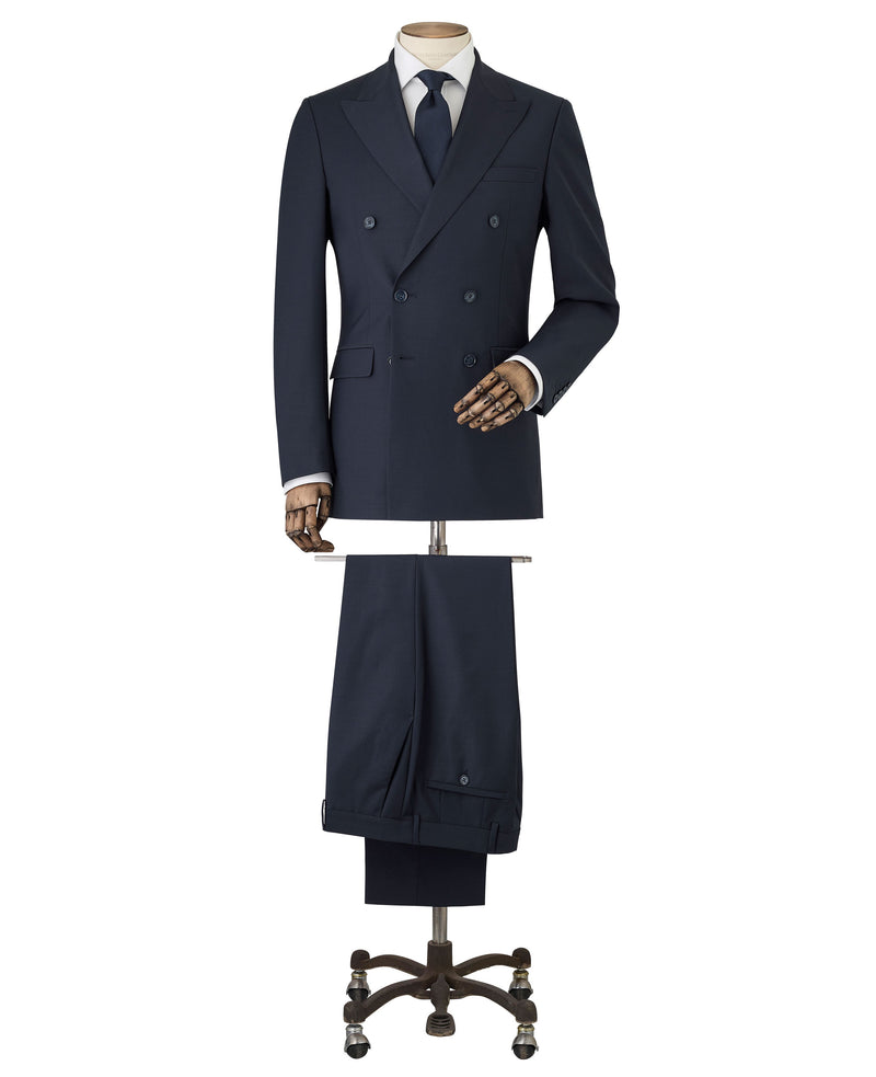 Navy Wool-Blend Double-Breasted Suit