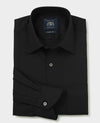 Black Cotton Herringbone Classic Fit Dress Shirt - Single Cuff