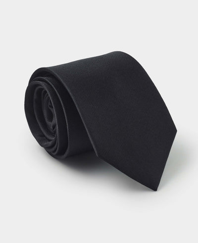 Men's Black Fine Twill Pure Silk Tie