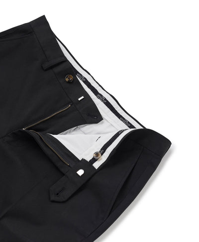 Black Stretch Cotton Classic Fit Flat Front Chinos