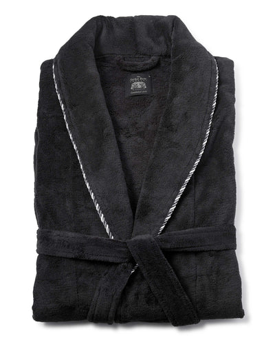 Black Fleece Rope Edge Dressing Gown