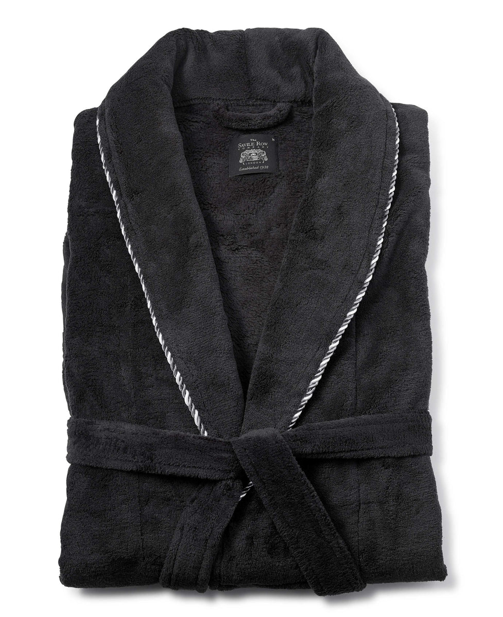 Men's Black Fleece Rope Edge Dressing Gown – Savile Row US