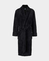 Black Herringbone Fleece Dressing Gown