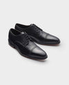 Black Leather Capped Derby Shoes