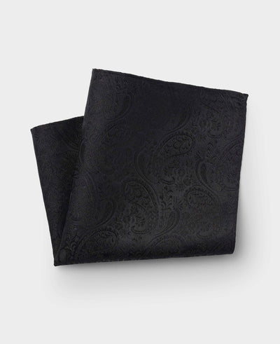 Men's Black Paisley Silk Pocket Square