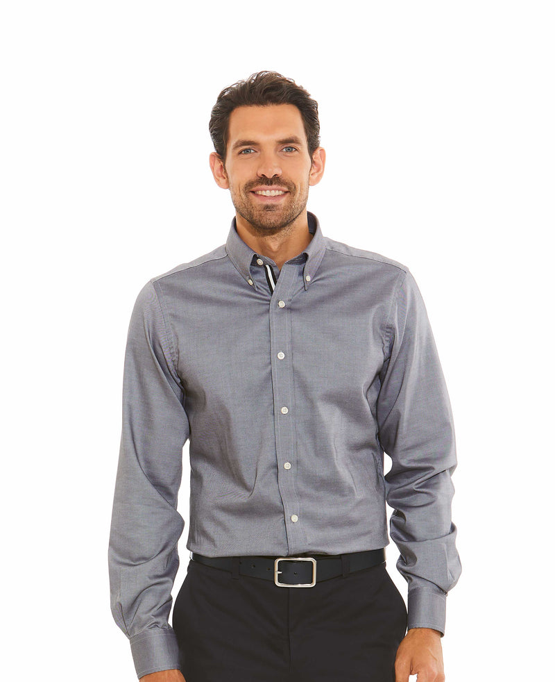 Black Pinpoint Oxford Slim Fit Casual Shirt Model Shot