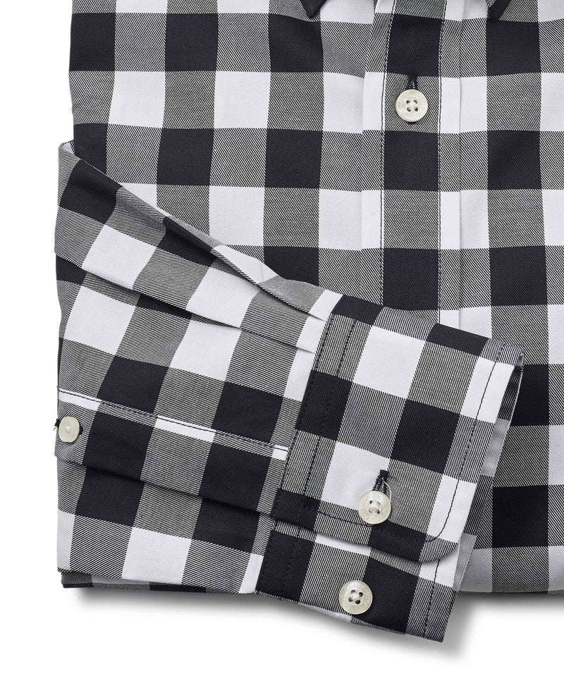 Black White Bold Check Button-Down Shirt   - Cuff Detail - 1401BLW