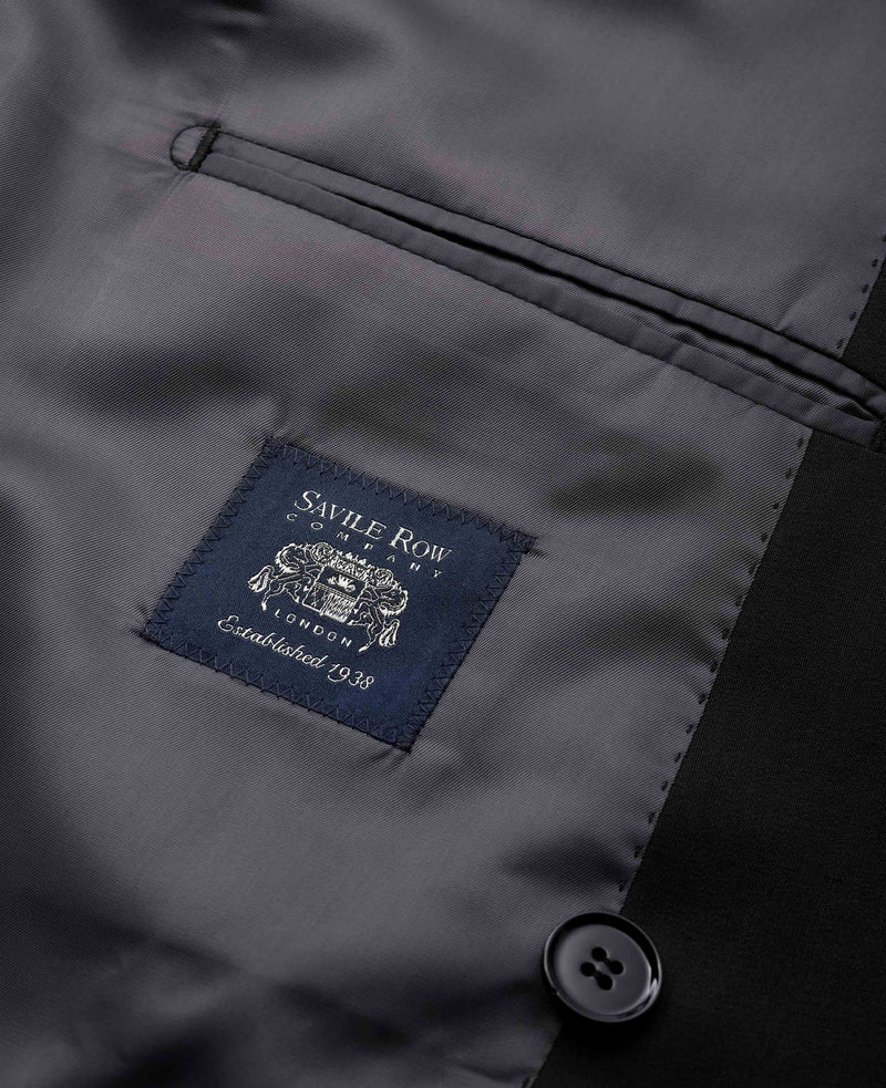 Black Wool Blend Double Breasted Suit Jacket