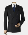 Black Wool Blend Double Breasted Suit Jacket