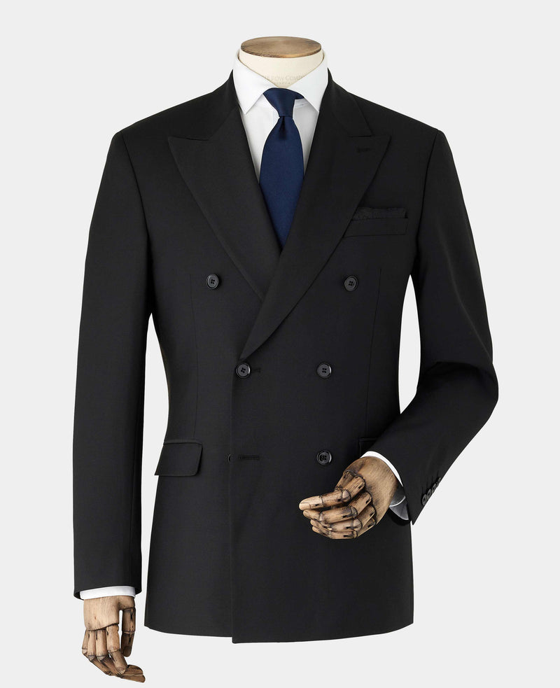Black Wool Blend Tailored Double Breasted Suit