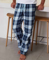 Blue Check Brushed Cotton Lounge Pants