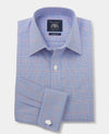 Blue Cotton Prince of Wales Check Classic Fit Dress Shirt - French Cuff