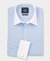 Blue Cotton Prince of Wales Check Classic Fit Winchester Dress Shirt - French Cuff