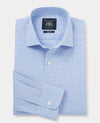 Blue Cotton Prince of Wales Check Slim Fit Dress Shirt - Single Cuff