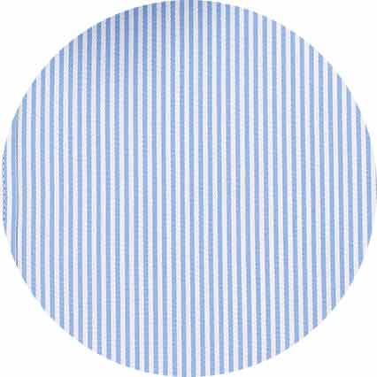 Blue Cotton Twill Classic Fit Striped Dress Shirt - Single Cuff