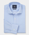 Blue Cotton Twill Classic Fit Striped Dress Shirt - Single Cuff