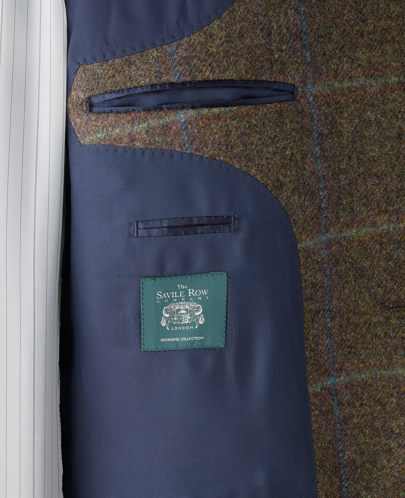 Blue Green Check Wool Jacket Lining