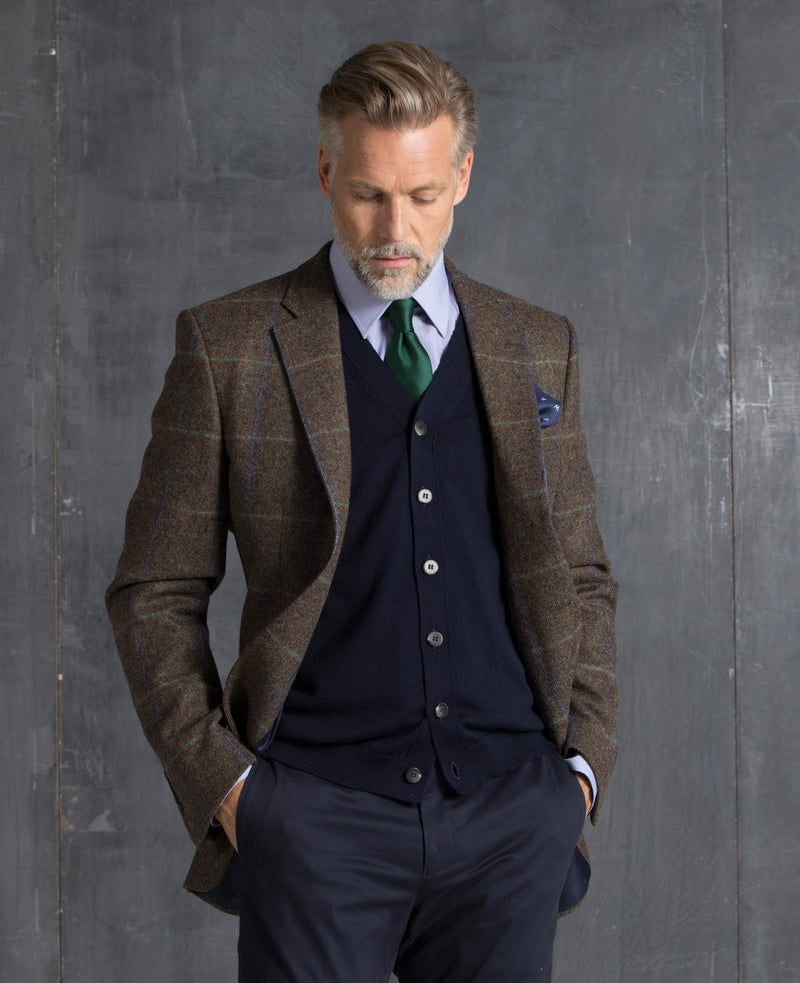 Blue Green Check Classic Fit Wool Jacket