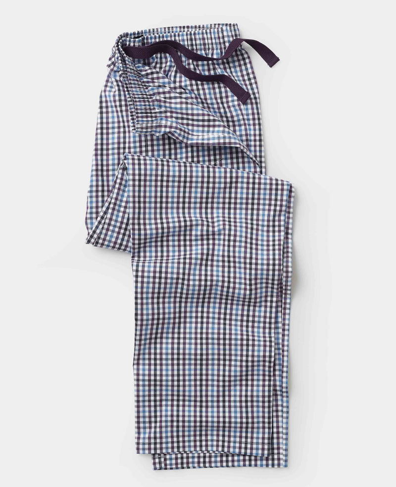 Blue Multi Check Brushed Cotton Lounge Pants