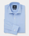 Blue Poplin Classic Fit Gingham Dress Shirt - Single Cuff