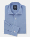 Blue Poplin Slim Fit Gingham Dress Shirt - Single Cuff