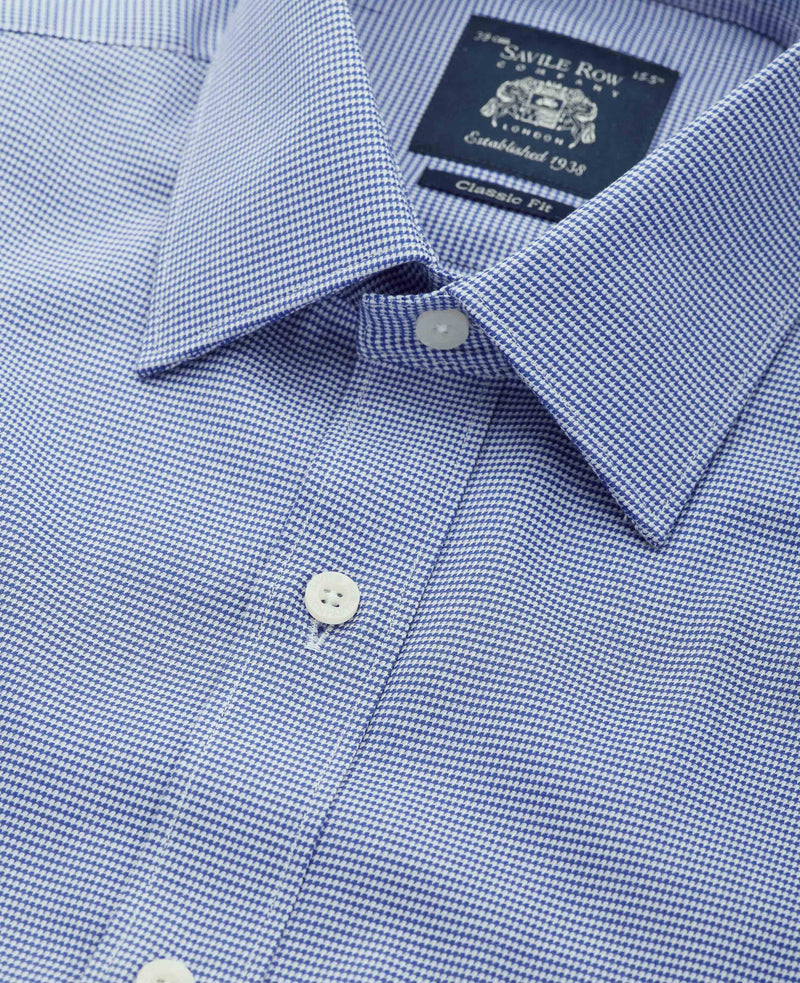 Blue Puppytooth Classic Fit Formal Shirt - Single Cuff