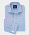 Blue Red Prince Of Wales Check Slim Fit Dress Shirt - French Cuff