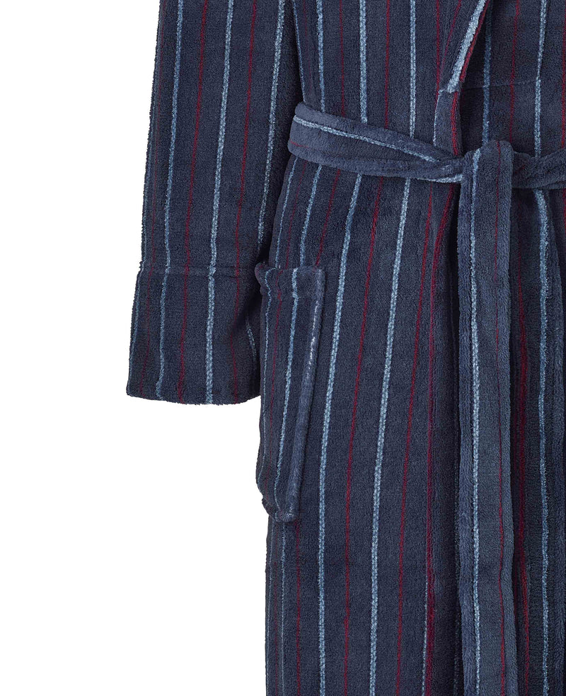 Blue Red Stripe Fleece Dressing Gown